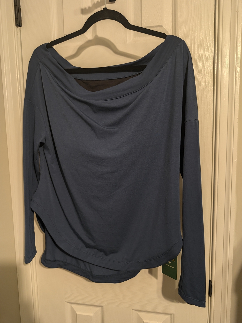 HALARA Off The Shoulder Long-Sleeve Top in Slate Blue